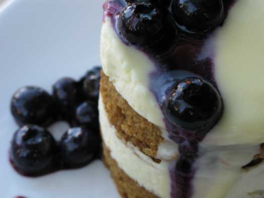 Lemon Ginger Mousse Cake with Blueberry Compote